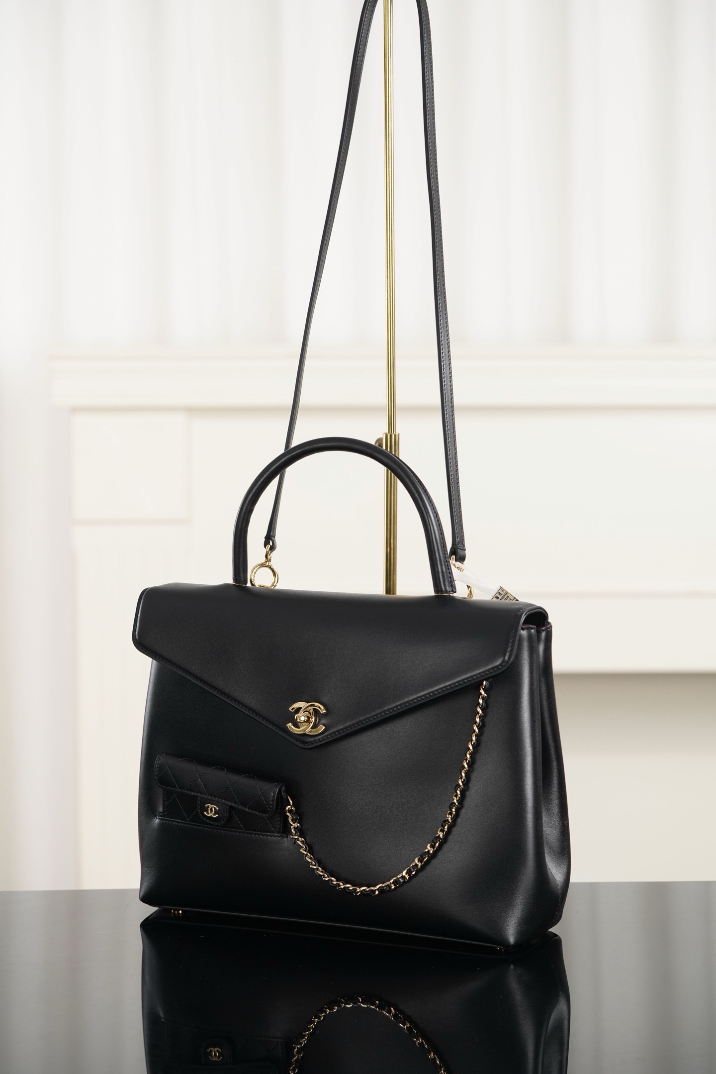 Chanel Women Bag新款26B黑金牛皮革手柄口盖包 USA