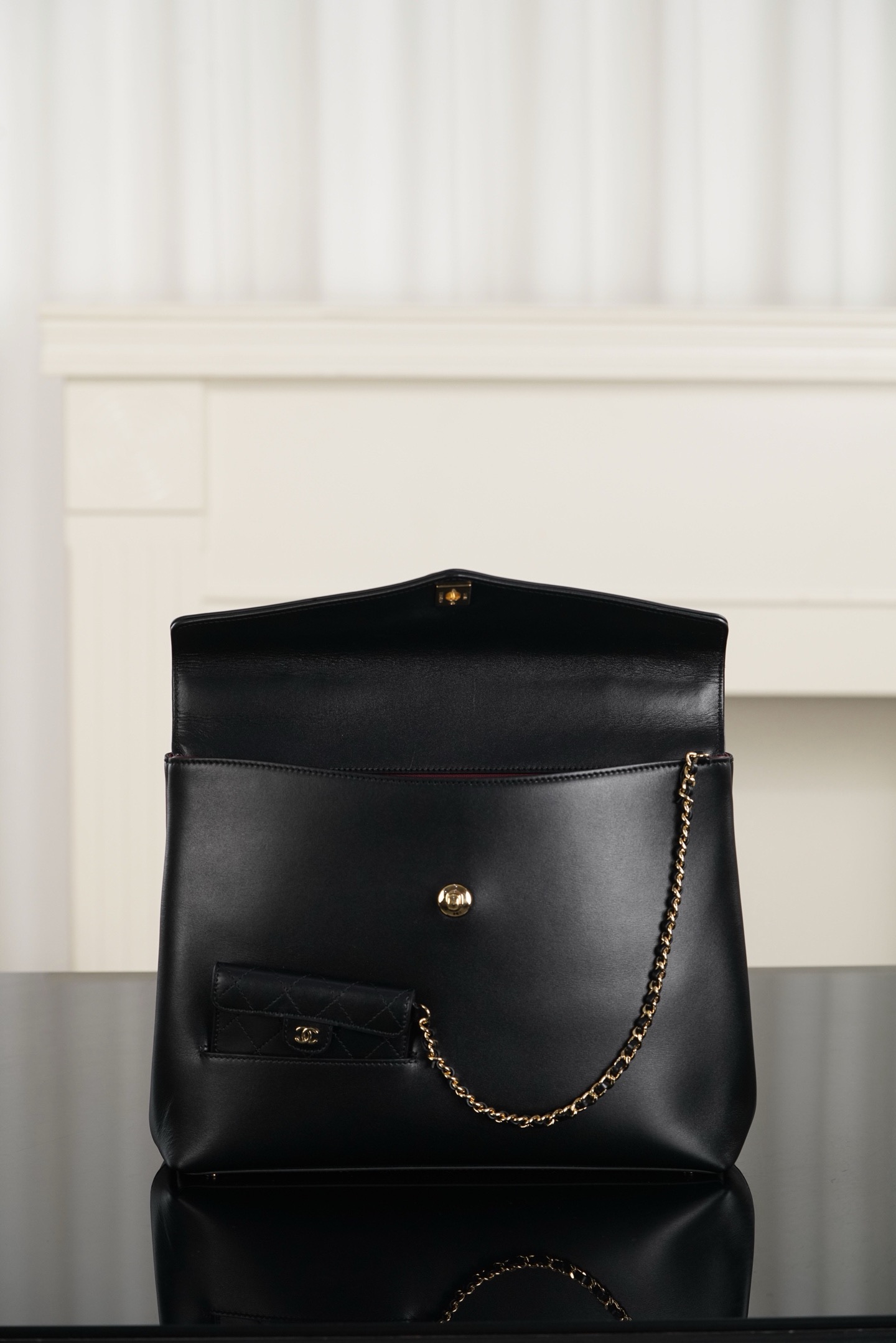 Chanel Women Bag新款26B黑金牛皮革手柄口盖包 USA