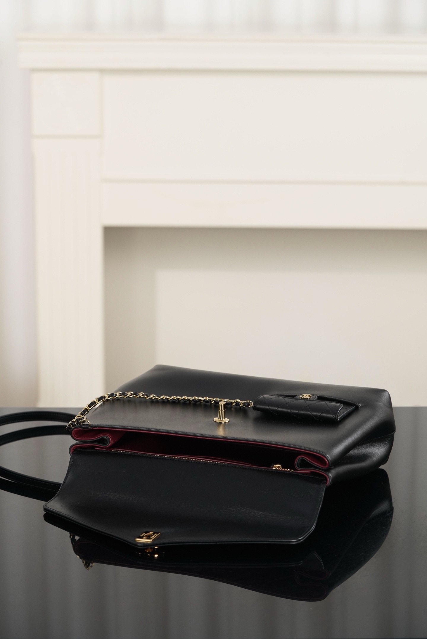 Chanel Women Bag新款26B黑金牛皮革手柄口盖包 USA