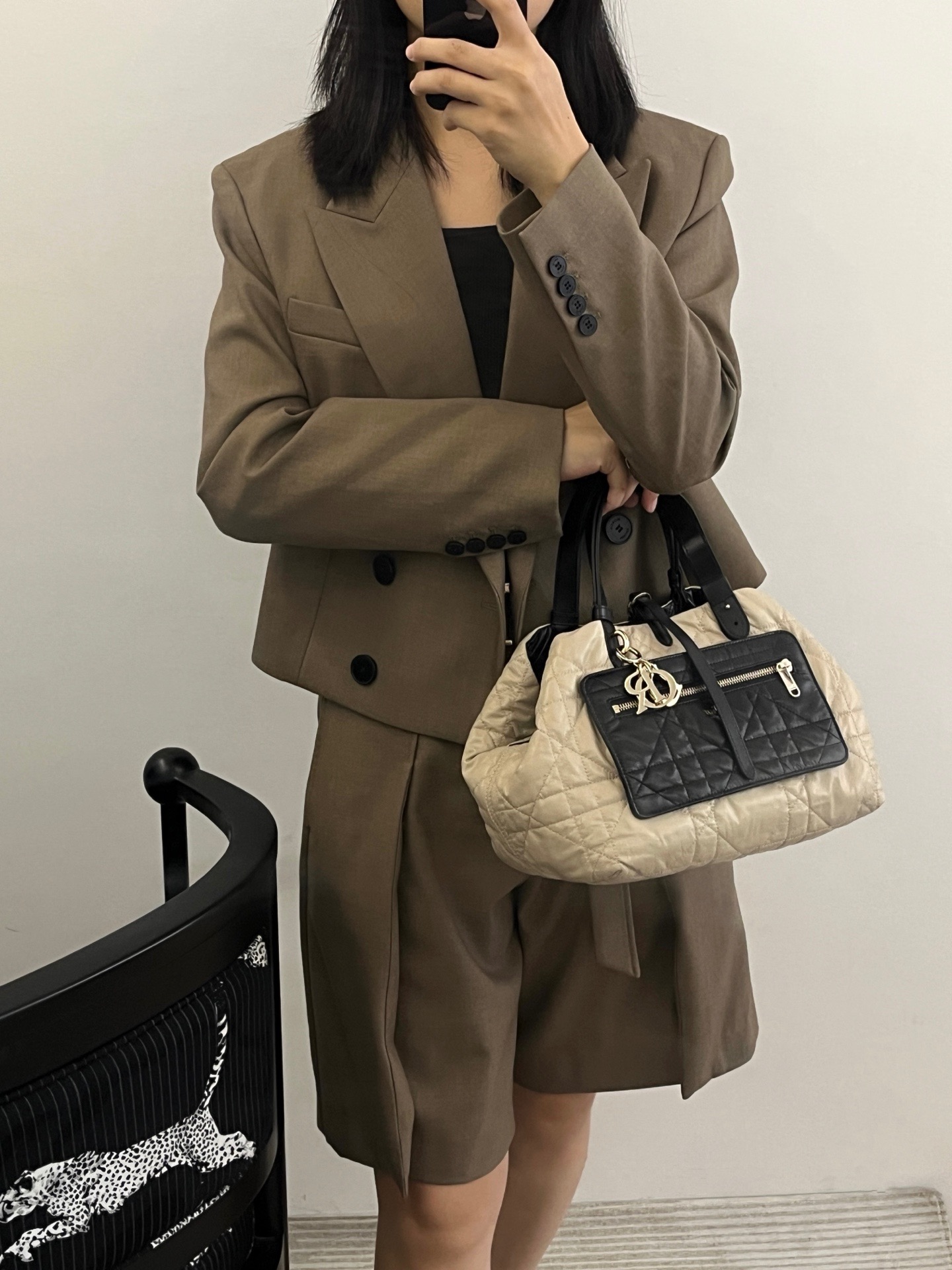 New York USA Dior包包代购多少钱 新款Toujours双面黑色菱格小牛皮手提包
