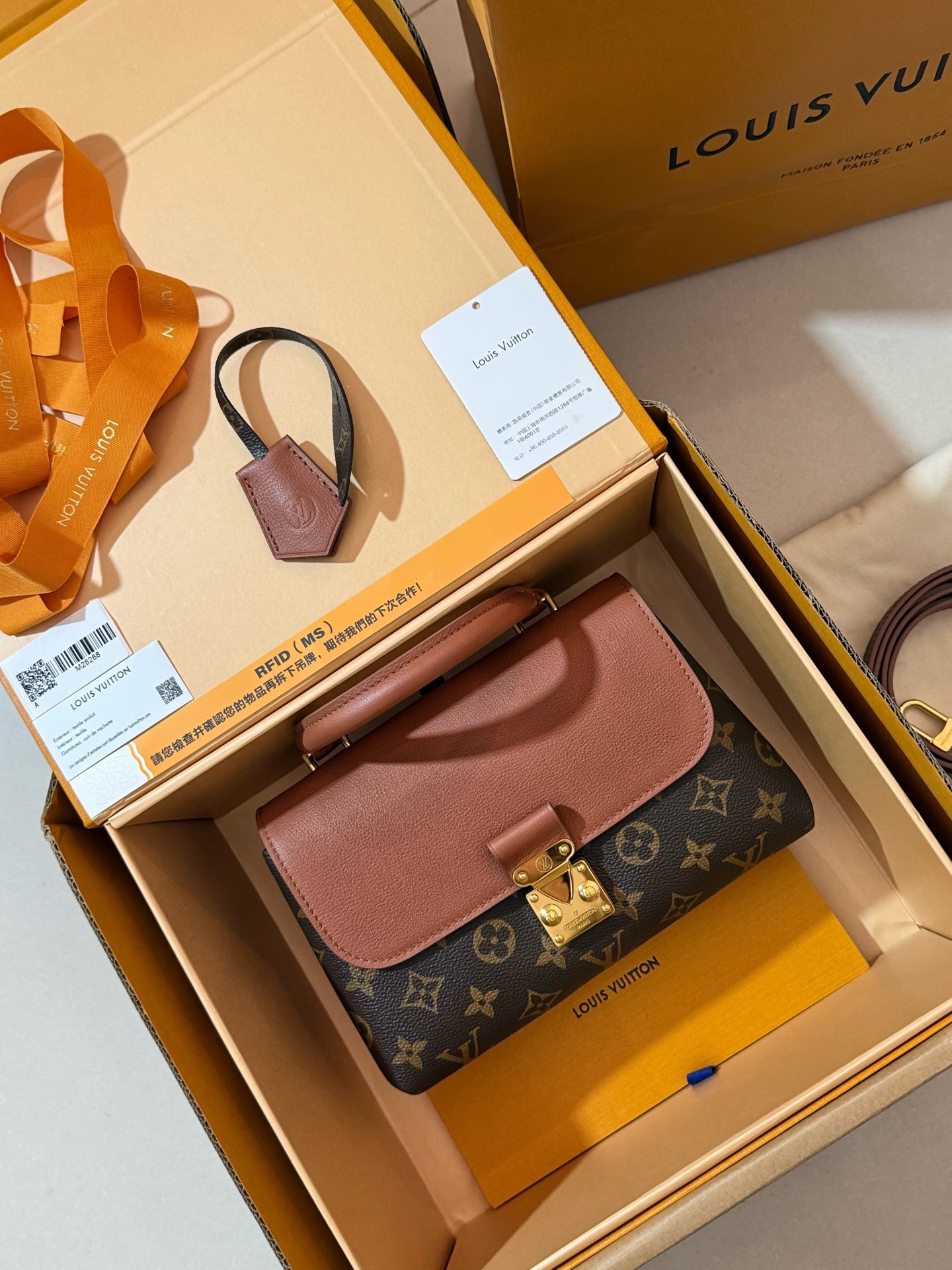 Louis Vuitton女包Vietnam专卖店MADELEINE BB手提包 棕色牛皮革 M28288