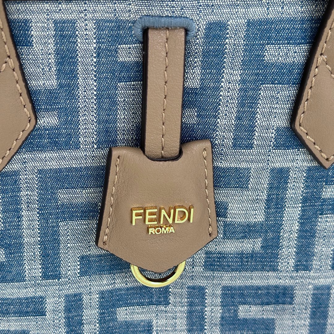 Fendi包包新款官网Origami折叠包 FF牛仔蓝折纸托特水桶包