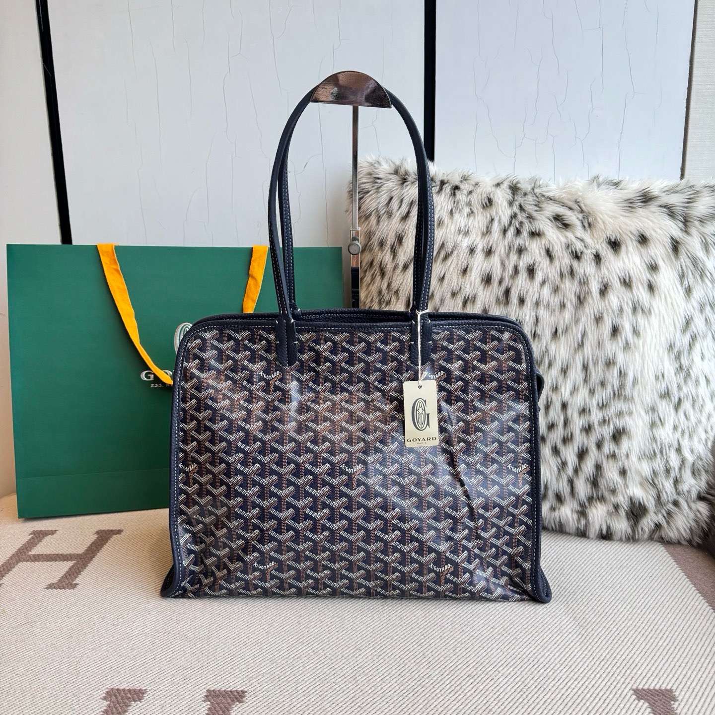 Goyard戈雅包包官方网站新款Hardy托特包 蓝色帆布小牛皮 Taiwan