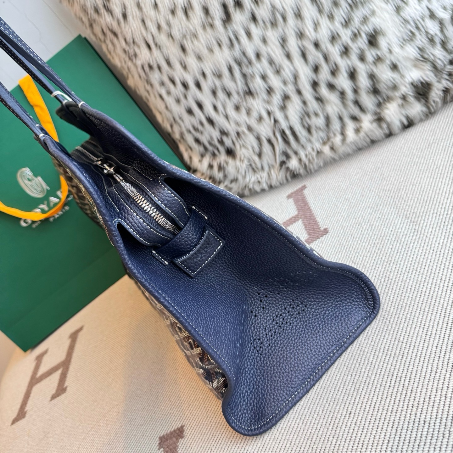 Goyard戈雅包包官方网站新款Hardy托特包 蓝色帆布小牛皮 Taiwan