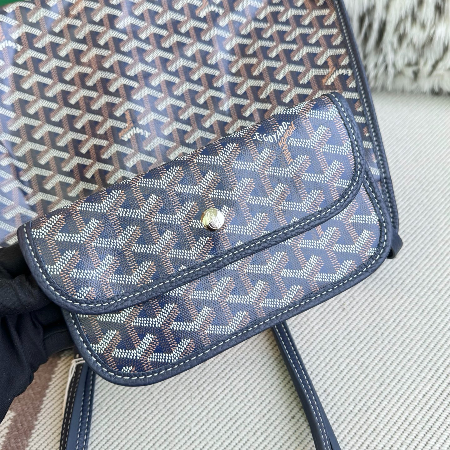 Goyard戈雅包包官方网站新款Hardy托特包 蓝色帆布小牛皮 Taiwan