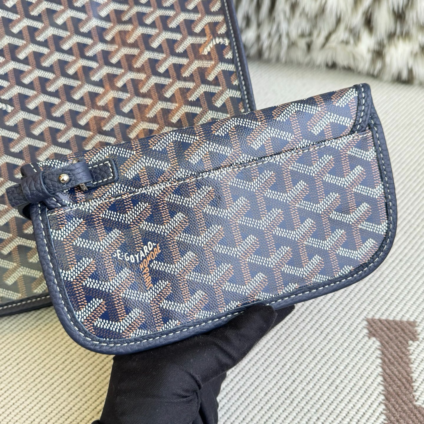 Goyard戈雅包包官方网站新款Hardy托特包 蓝色帆布小牛皮 Taiwan