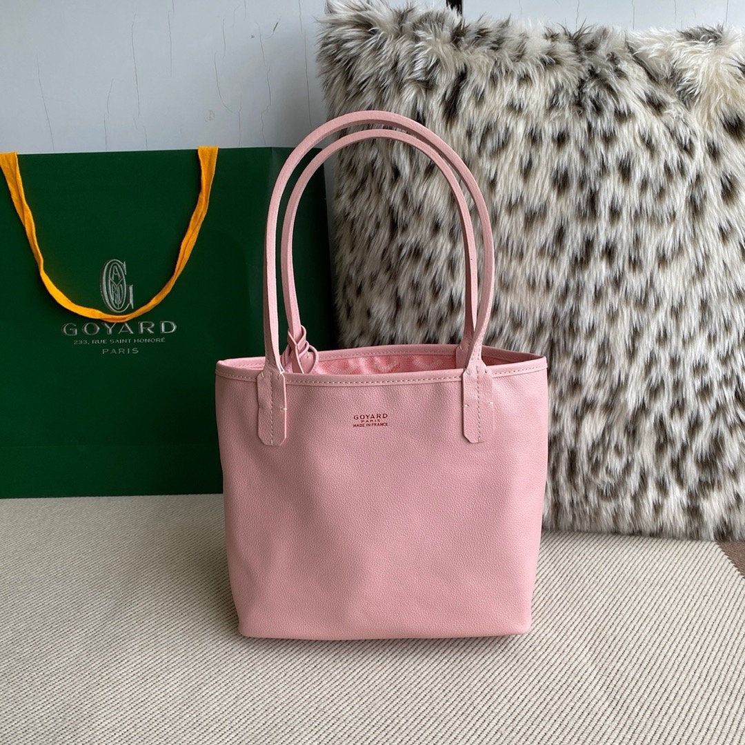 Goyard戈雅新款Anjou Mini Tote经典菜篮子双面购物袋托特子母包 粉色单肩手提包